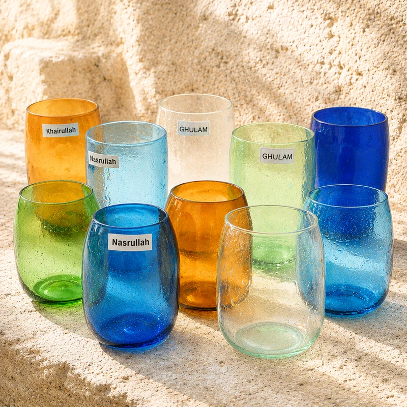 Herat Glas Vase – mundgeblasen in Afghanistan | verschiedene Farben & Größen