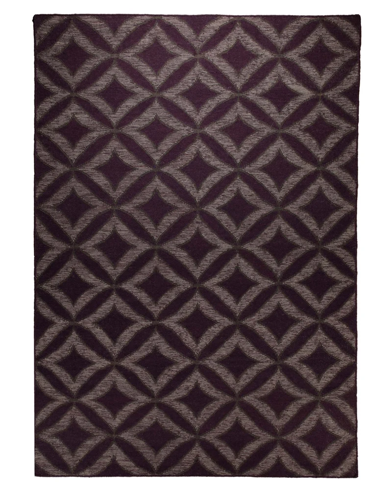 Handwebteppich Wolle Rautenmuster aubergine 160x230 cm