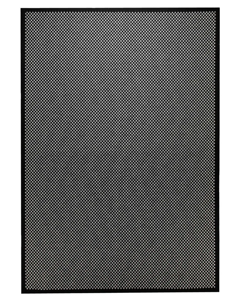 Handweb-Wendeteppich Wolle Estland Feinkaro schwarz weiß 160x230 cm