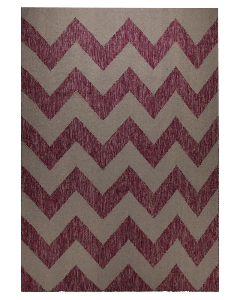 Handwebteppich Wolle Chevron magenta natur 160x230 cm