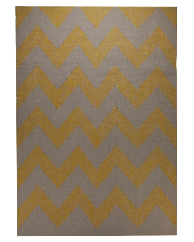 Handwebteppich Wolle Chevron gelb grau 160x230 cm