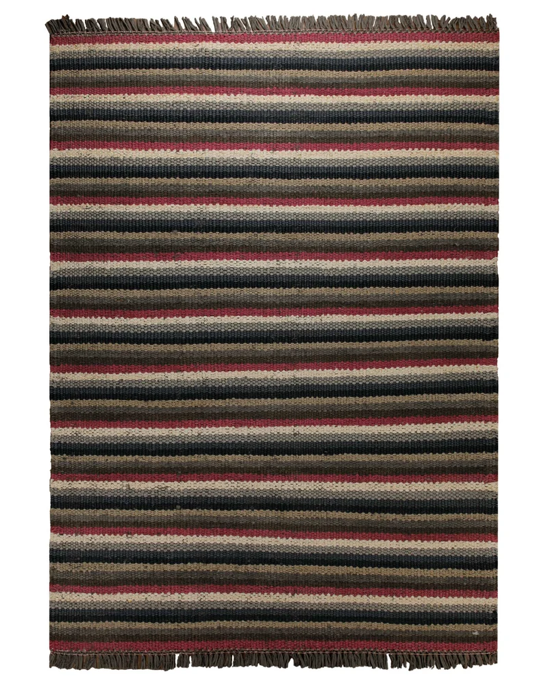 Dedon Outdoor Handwebteppich rot grau gestreift 160x230 cm
