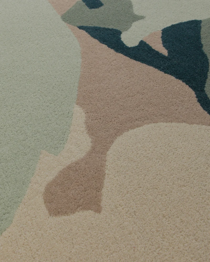 Aquarellflora in Pastell - Handtuft Wolle 160 x 230 cm