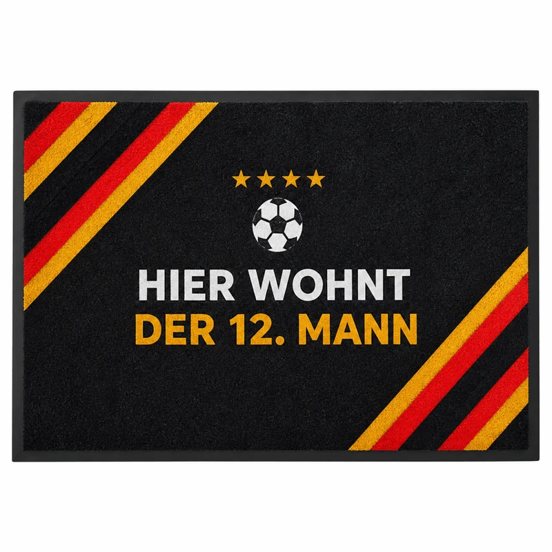 Fußmatte „Hier wohnt der 12. Mann" - Schwarz-Rot-Gold