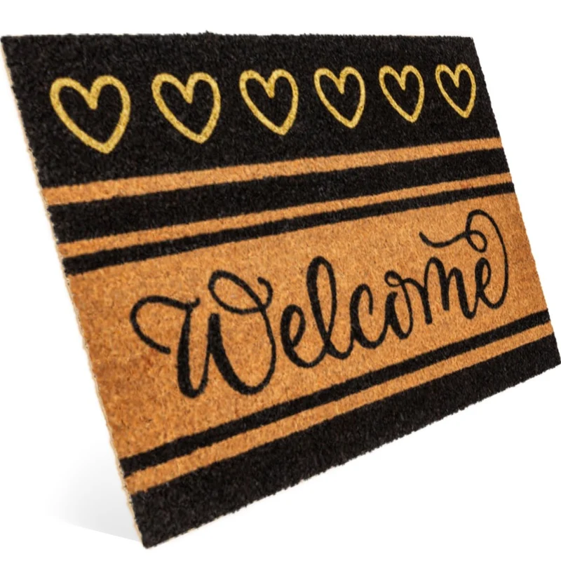 Fussmatte aus Kokos mit Welcome und Herz Design