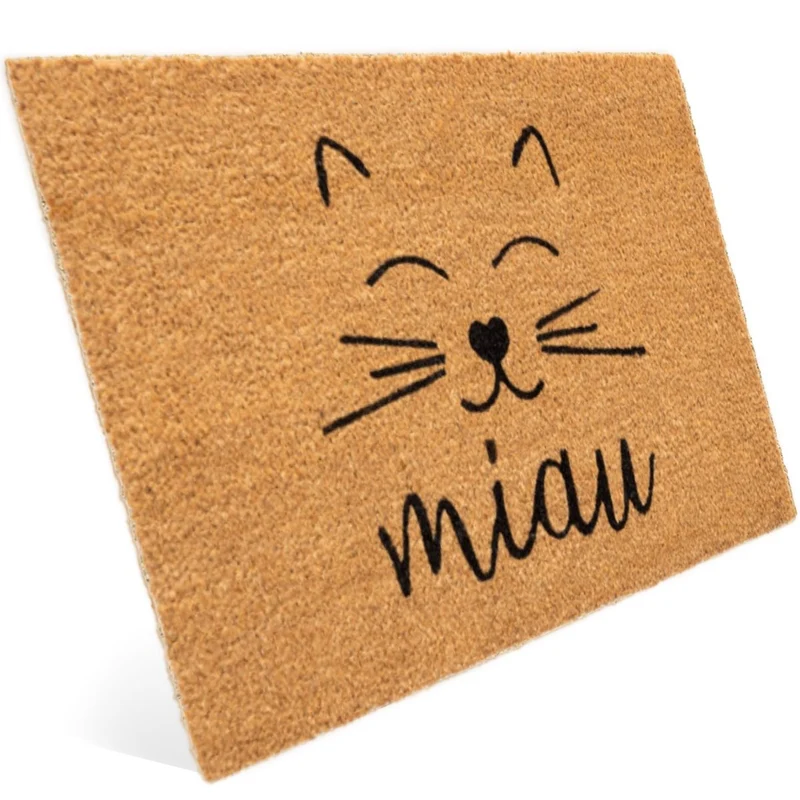 Fussmatte Kokos Miau mit Katzenmotiv