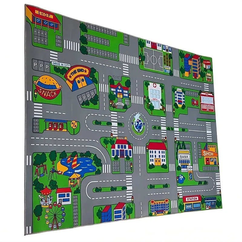 Spielteppich Straße für Kinder – Stadt-Design | 100x150 & 133x190 cm