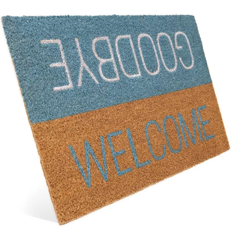 Fussmatte aus Kokos mit Welcome & Goodbye Motiv