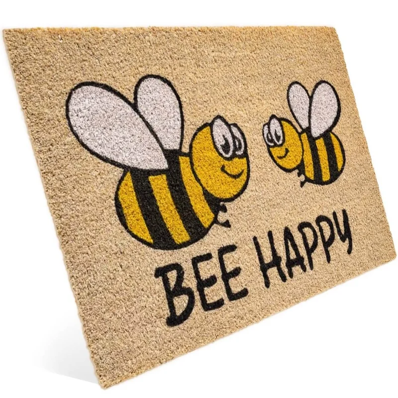 Fußmatte aus Kokos mit Bienen Motiv & Bee Happy
