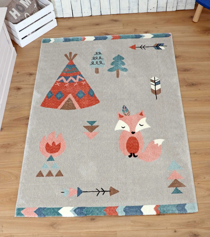 Kinderteppich Fuchs und Tipi