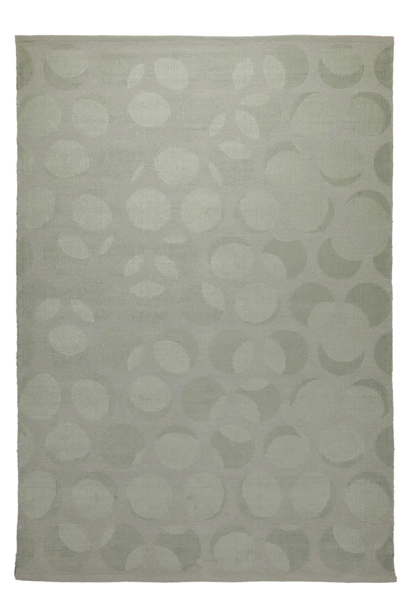 160x230 Teppich Wohnzimmer Stille Kreise in Salbei – Jacquard-Wollteppich Ton-in-Ton