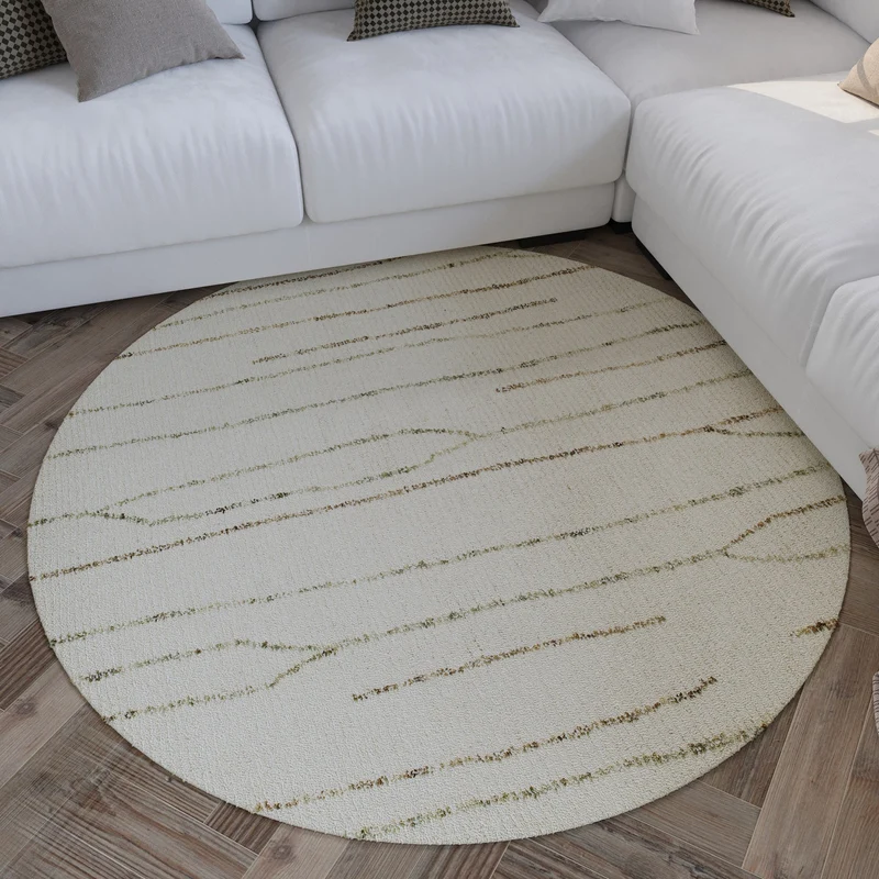 Kurzflor Teppich Rund Creme Weiß "Hamptons THIRTYNINE" WECONhome