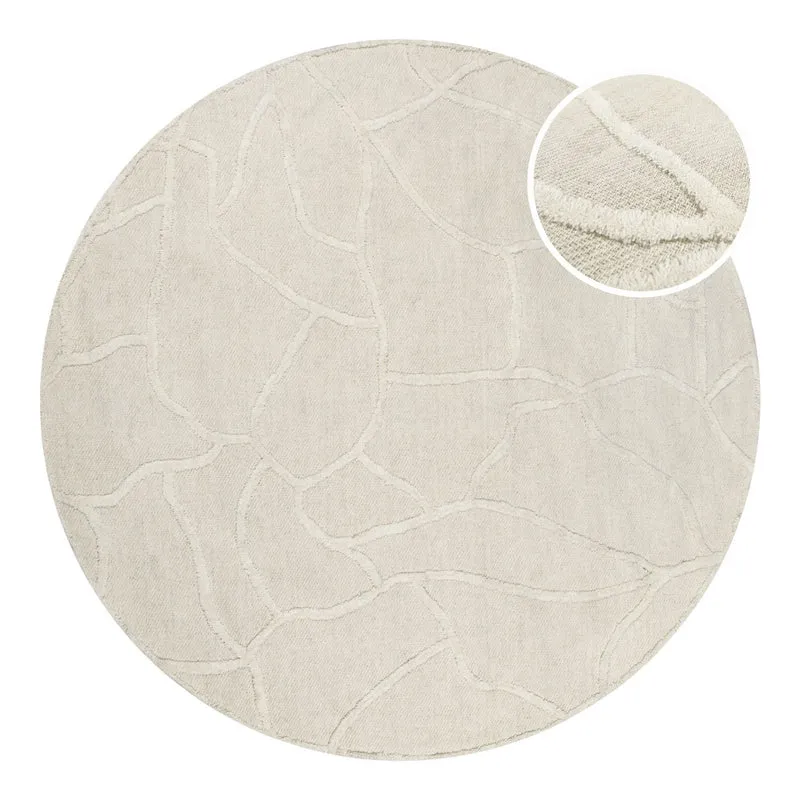 Kurzflor Teppich Rund Creme Weiß "Hamptons TWENTYSIX" WECONhome