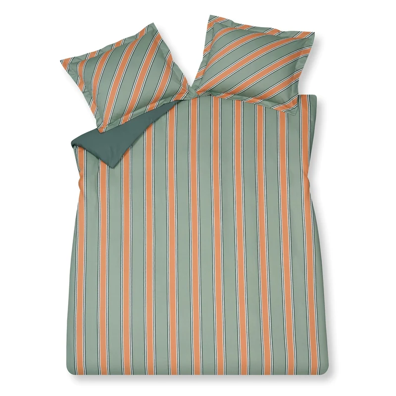 Dekbedovertrek PREPPY STRIPE Smoke Green 240x220 cm (satijnkatoen)
