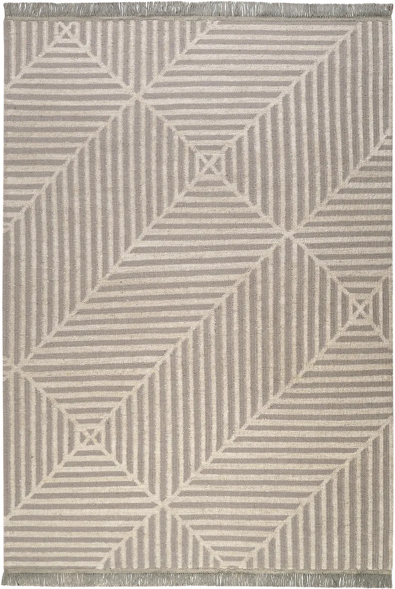 Kelim Teppich Grau Beige aus Naturfasern "Irregular Fields" WECONhome