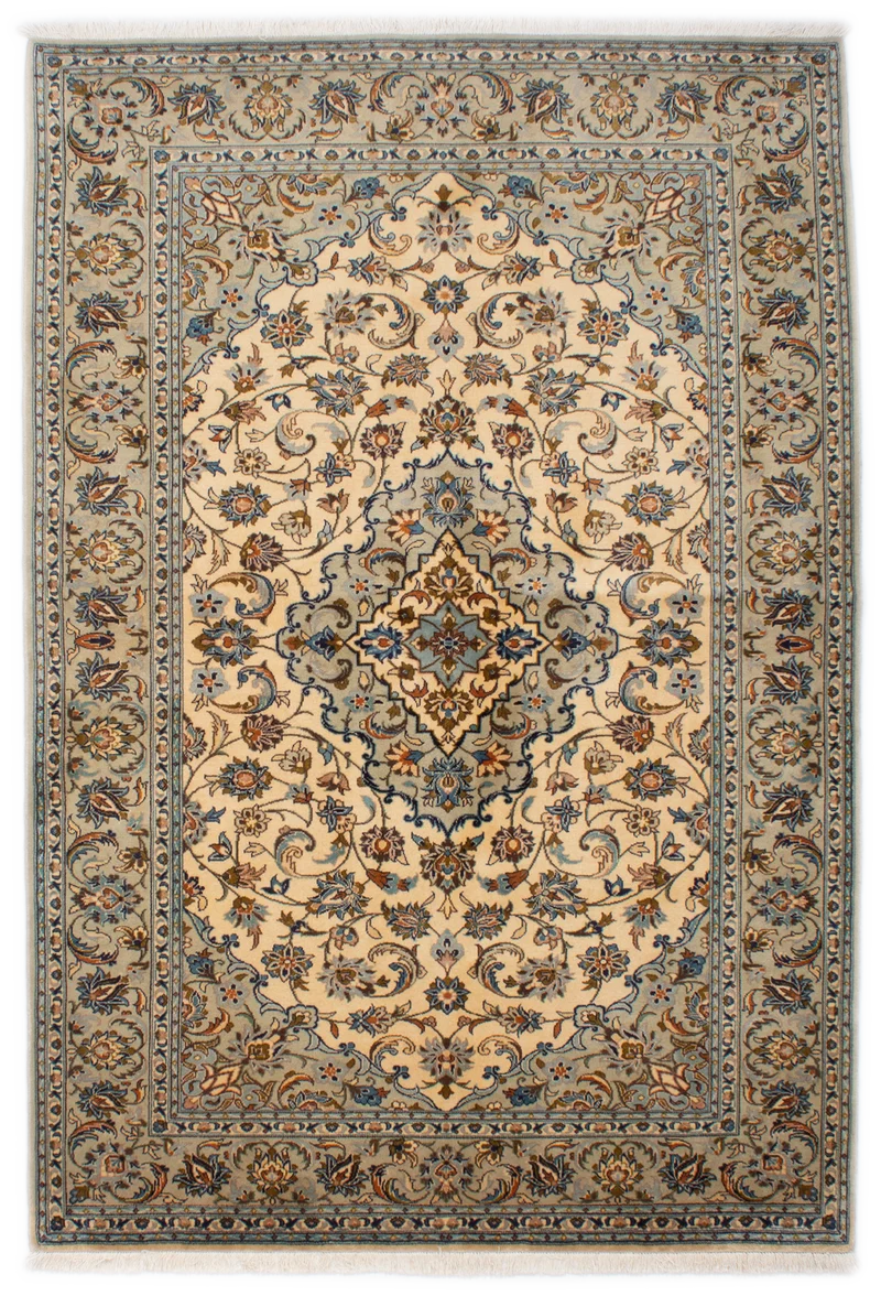 Oriental Kashan Perserteppich in Grün