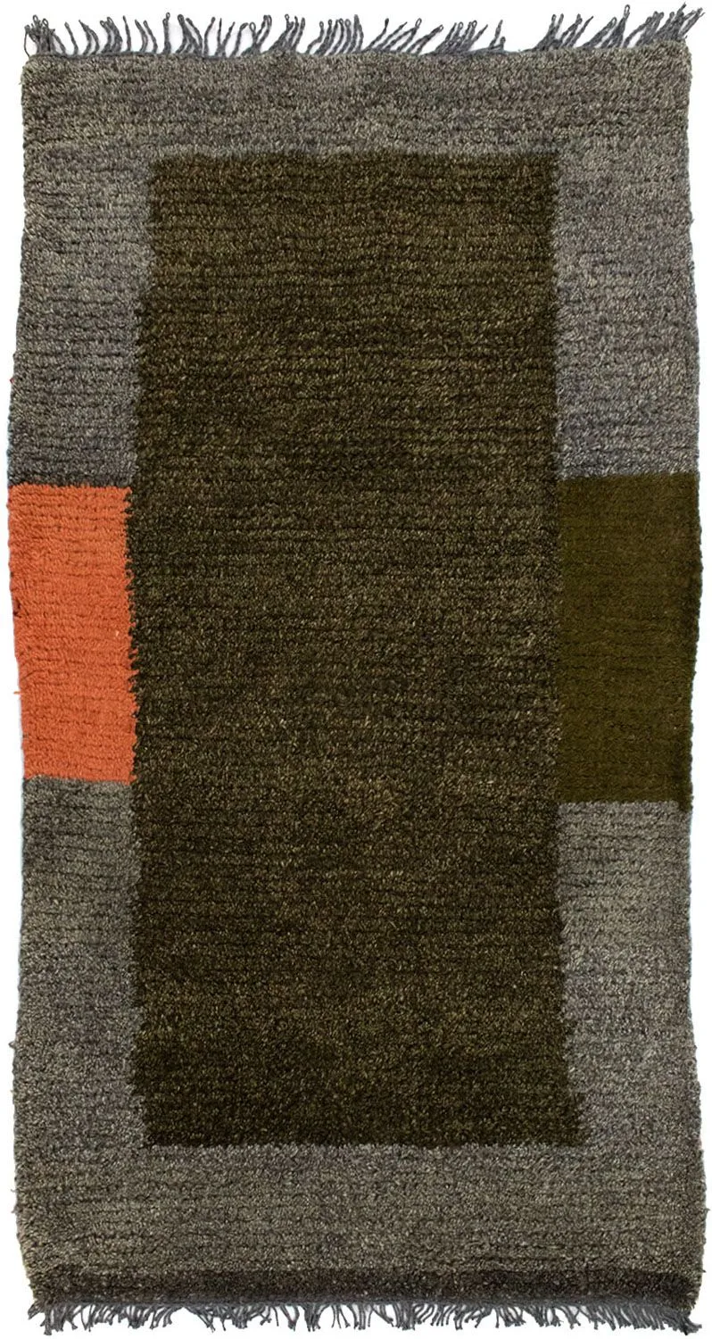 Nepal Teppich 70 x 140 cm - grün