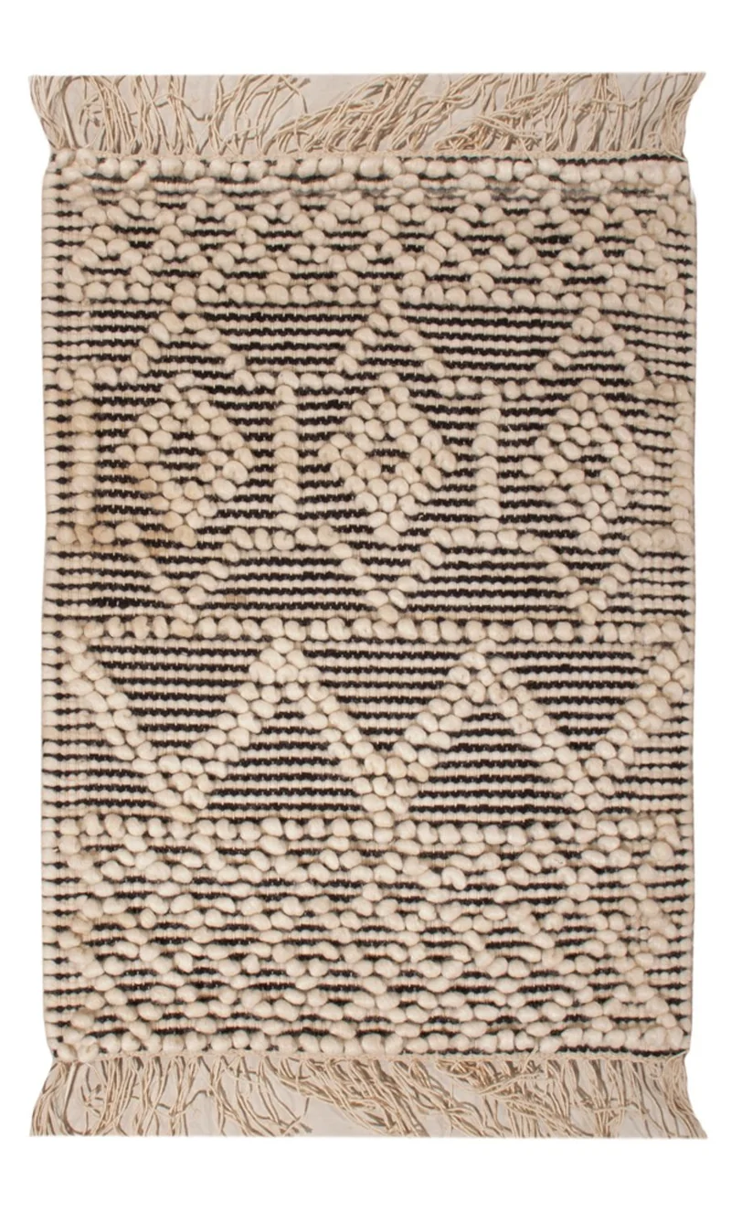 Wollteppich - 46 x 58 cm - schwarz-weiß