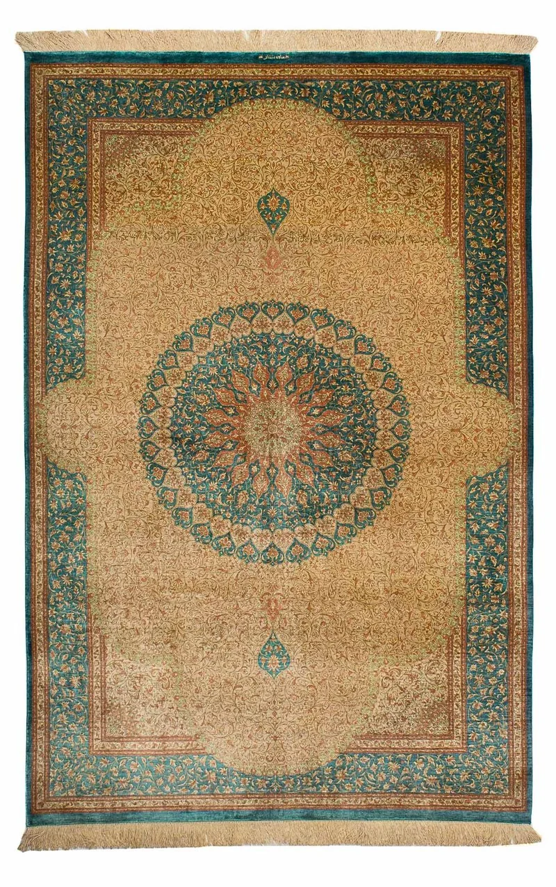 Seidenteppich - Ghom Seide - Premium 130 x 188 cm Teppichbrücke