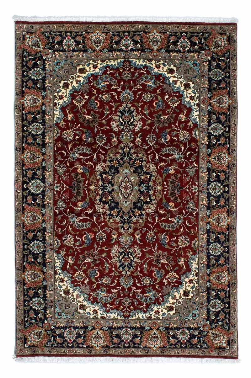 Perserteppich - Ghom 138 x 204 cm - dunkelrot
