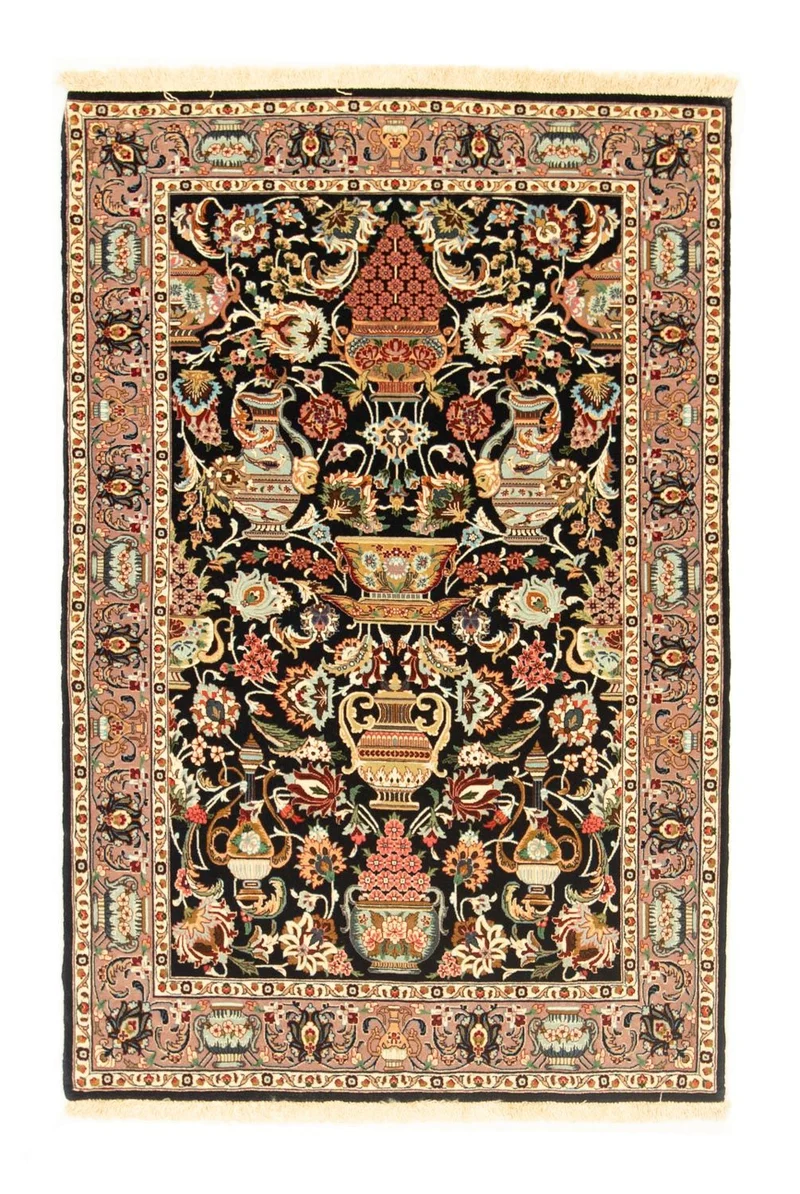 Perserteppich - Ghom 102 x 157 cm - schwarz