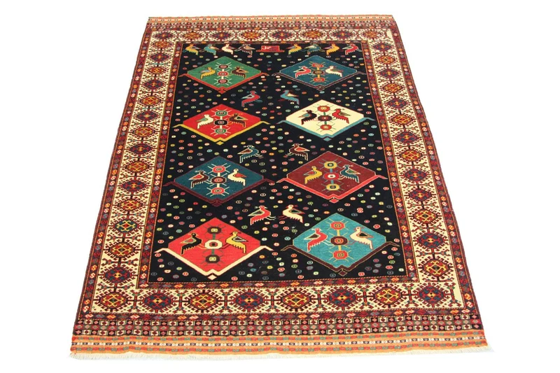Turkaman Teppich 132 x 158 cm - blau