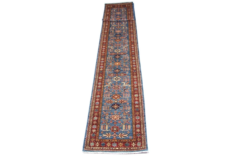 Ziegler Teppich 82 x 600 cm - blau