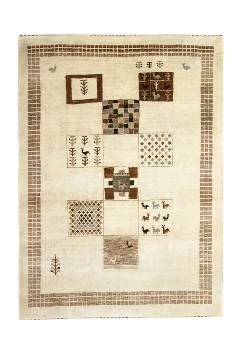 Gabbeh Teppich - Loribaft Indus 157 x 219 cm - beige