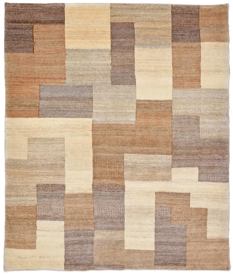 Gabbeh Teppich - Loribaft Perser 122 x 146 cm - hellbraun