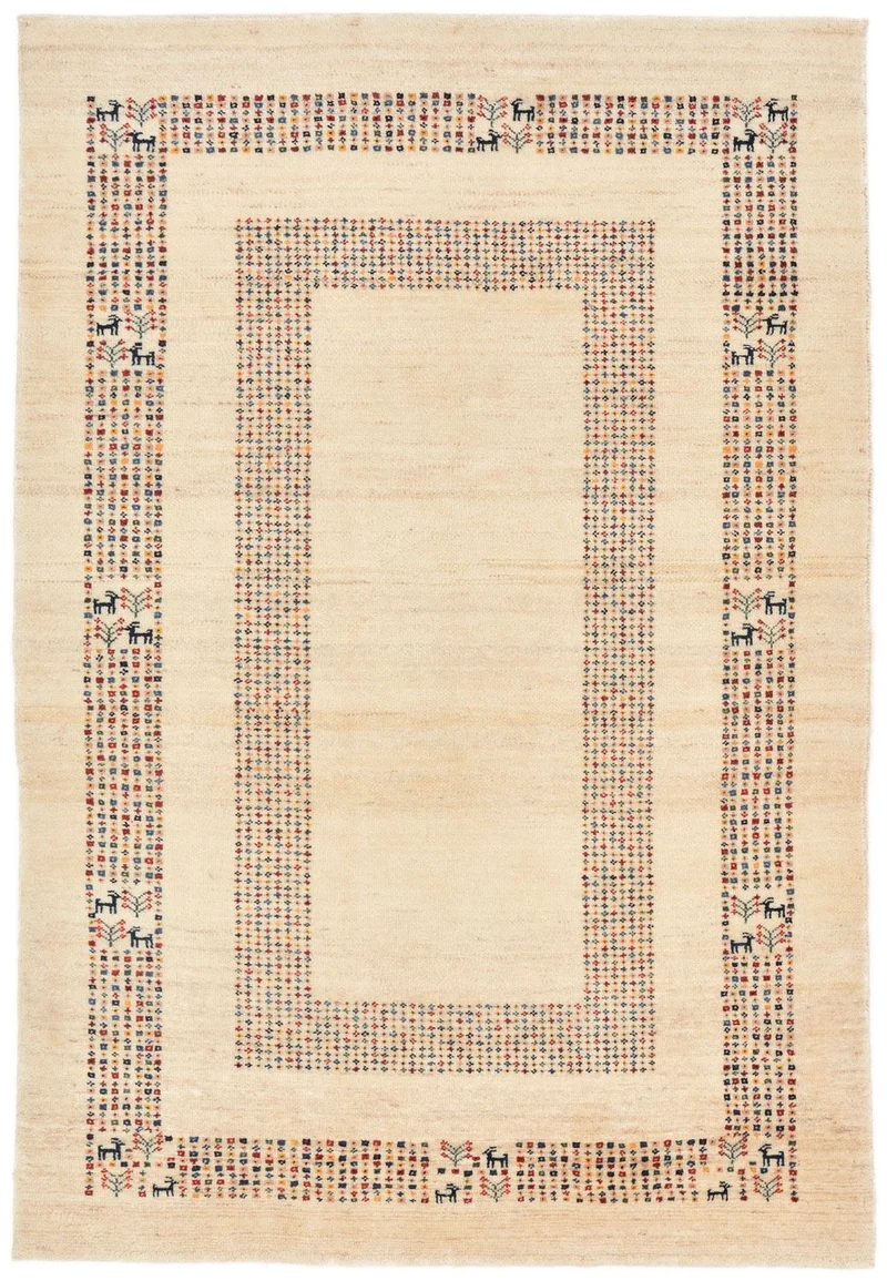 Gabbeh Teppich - Loribaft Perser 120 x 180 cm - beige
