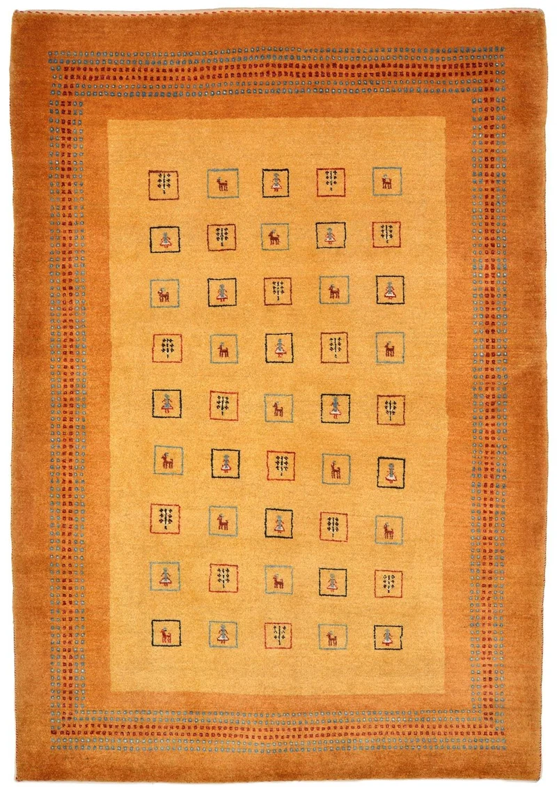 Gabbeh Teppich - Loribaft Perser 114 x 170 cm - gelb