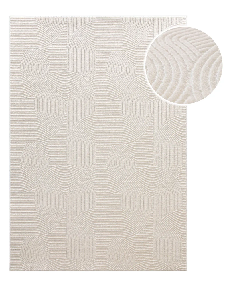 WECONhome Kurzflorteppich "Nuuk Arc" - Creme Weiß