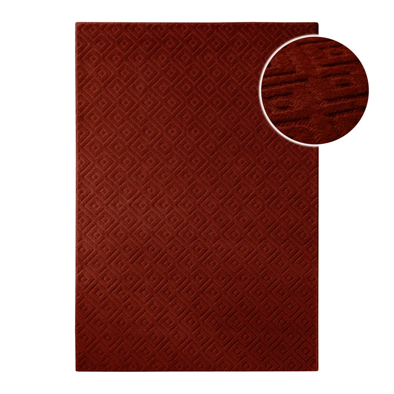 Kurzflor Teppich aus Schurwolle Purpur Rot "Castello TWO" WECONhome
