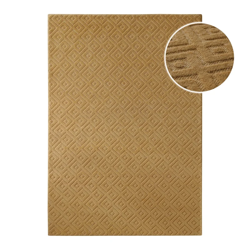 Kurzflor Teppich aus Schurwolle Karamell "Castello TWO" WECONhome