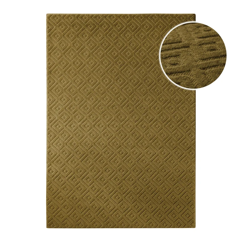 Kurzflor Teppich aus Schurwolle Blass Grün "Castello TWO" WECONhome