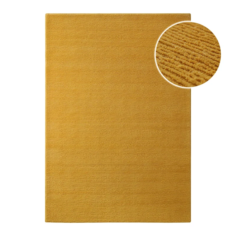 Kurzflor Teppich aus Schurwolle Gelb "Castello ONE" WECONhome