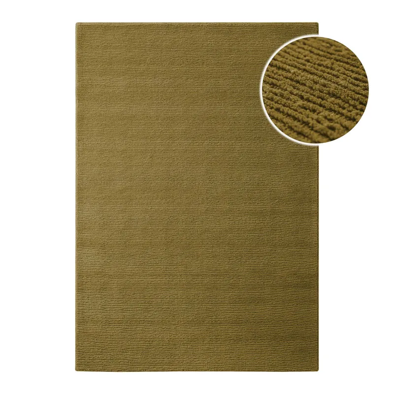 Kurzflor Teppich aus Schurwolle Blass Grün "Castello ONE" WECONhome