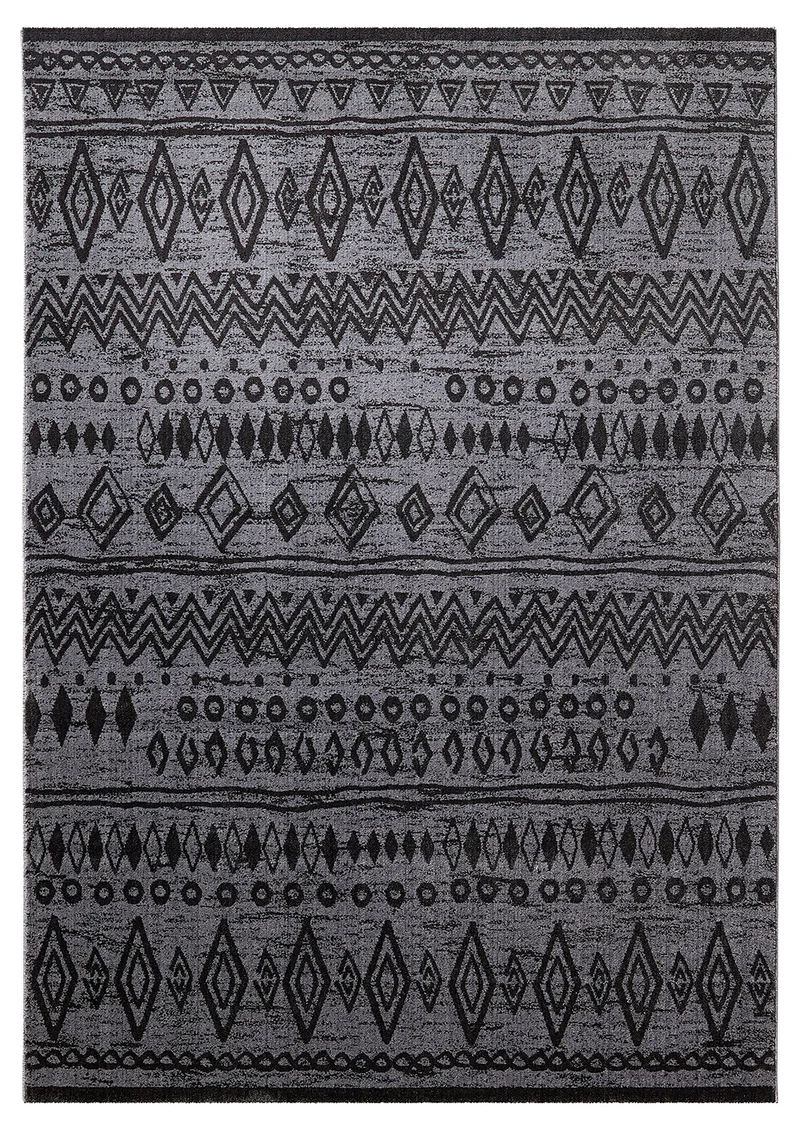 WECONhome Teppich 120x170 cm Schwarzgrau "Contemporary Kelim"