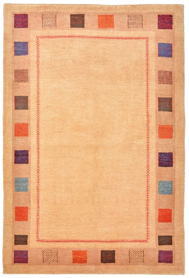 Gabbeh Teppich - Loribaft Perser 104 x 158 cm - gelb