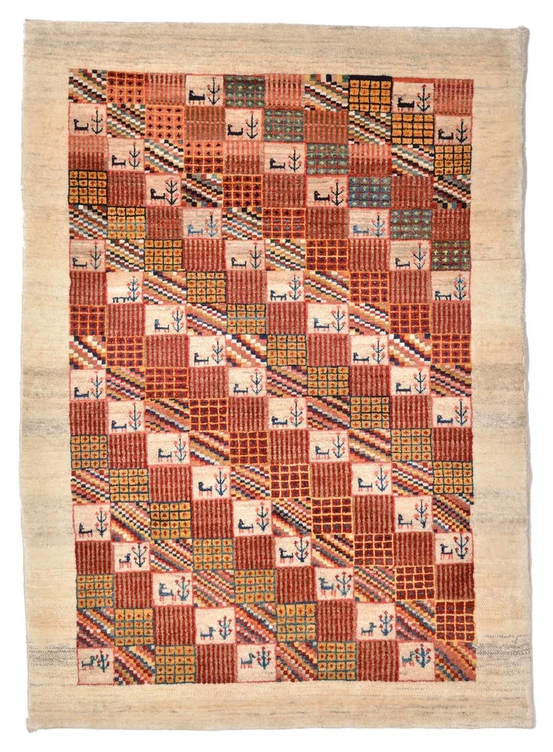Gabbeh Teppich - Loribaft Perser 101 x 142 cm - rot