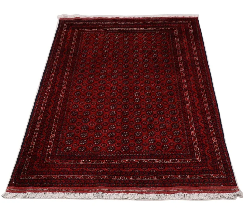 Afghan Teppich 144 x 193 cm - dunkelrot