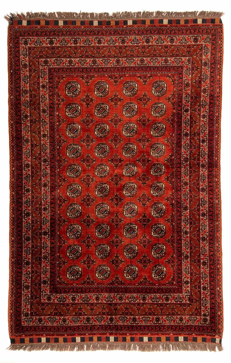 Afghan Teppich - Buchara 124 x 199 cm - dunkelrot