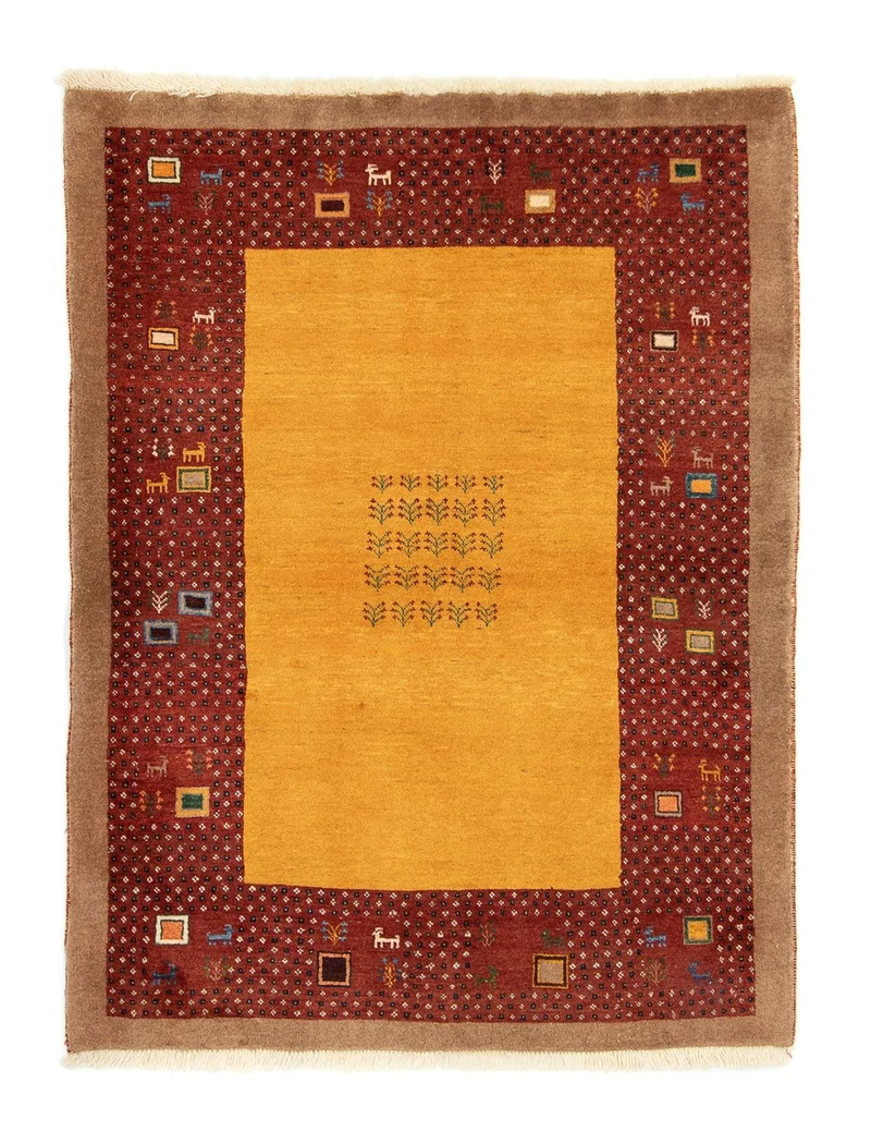 Gabbeh Teppich - Perser 110 x 150 cm - gold