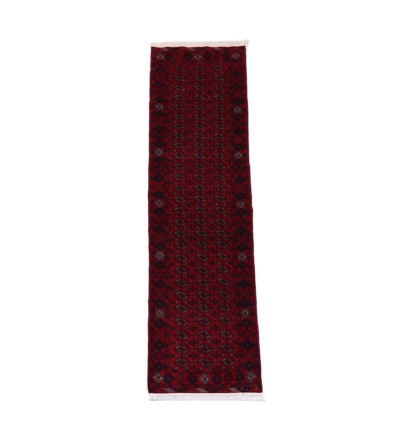 Afghan Teppich 83 x 278 cm - dunkelrot