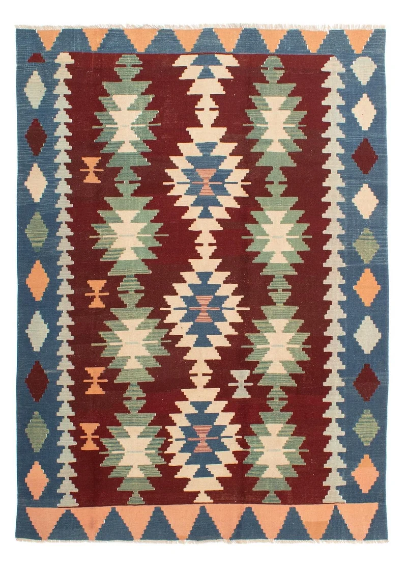 Kelim Teppich - Oriental 190 x 265 cm - dunkelrot