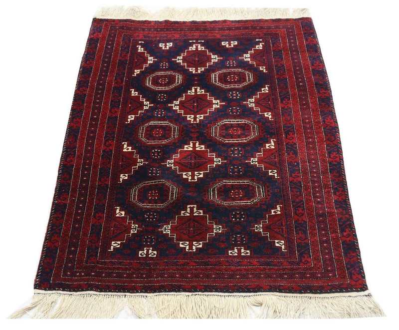 Afghan Teppich 117 x 173 cm - dunkelrot
