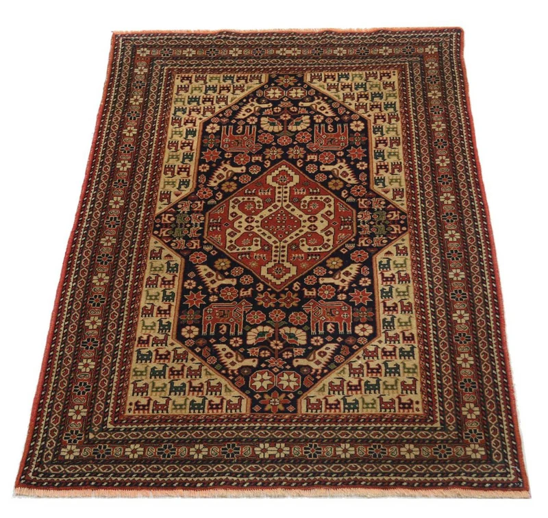 Afghan Teppich 126 x 193 cm - dunkelrot