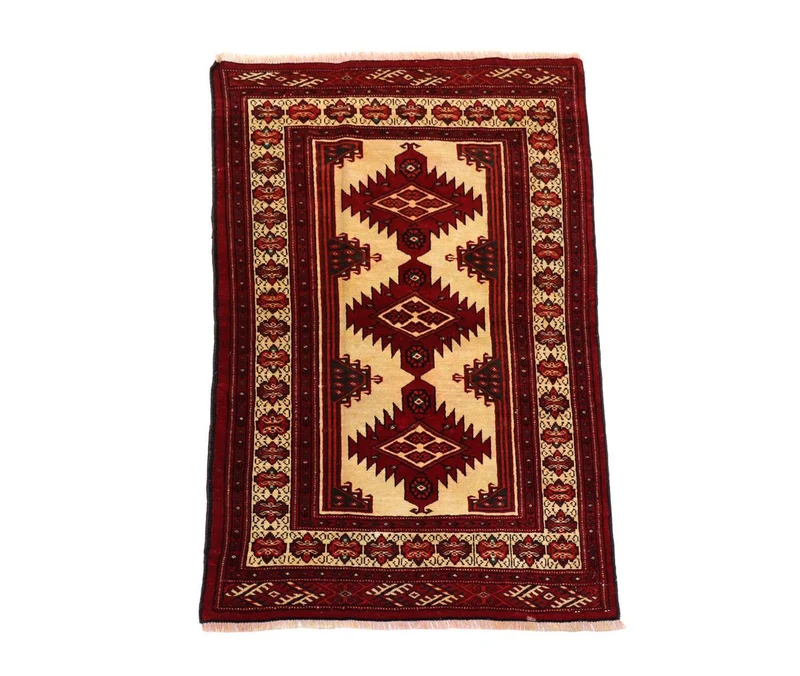 Afghan Teppich 89 x 127 cm - dunkelrot