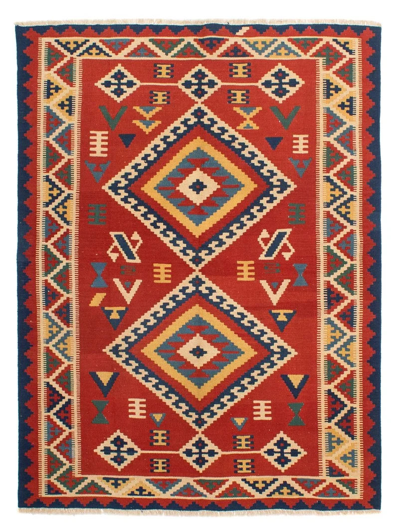 Kelim Teppich - Oriental 160 x 217 cm - dunkelrot
