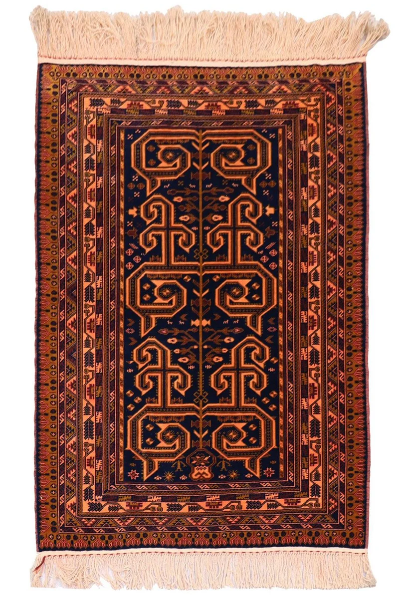 Afghan Teppich 98 x 132 cm - dunkelblau